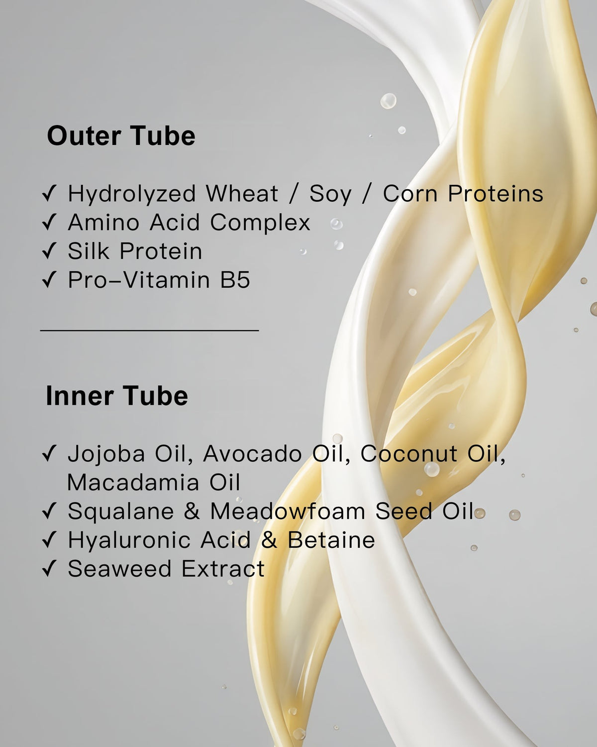 GRANTED D.02 dual-tube conditioner showing key ingredients in the inner and outer tube formulas.