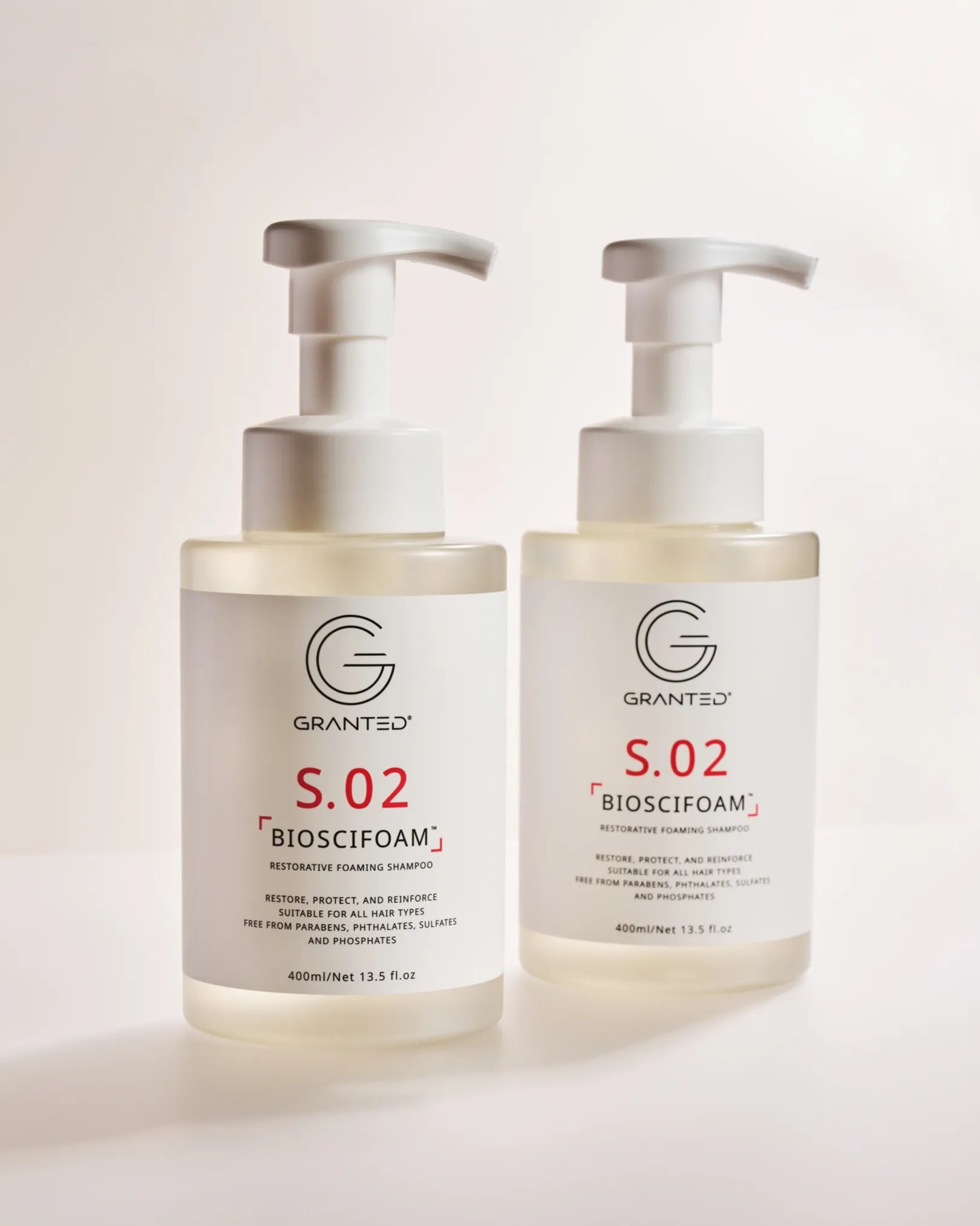 Granted S.02 restorative shampoo + D.02 Tressmate DualBond conditioner — sulfate-free bond repair for damaged hair