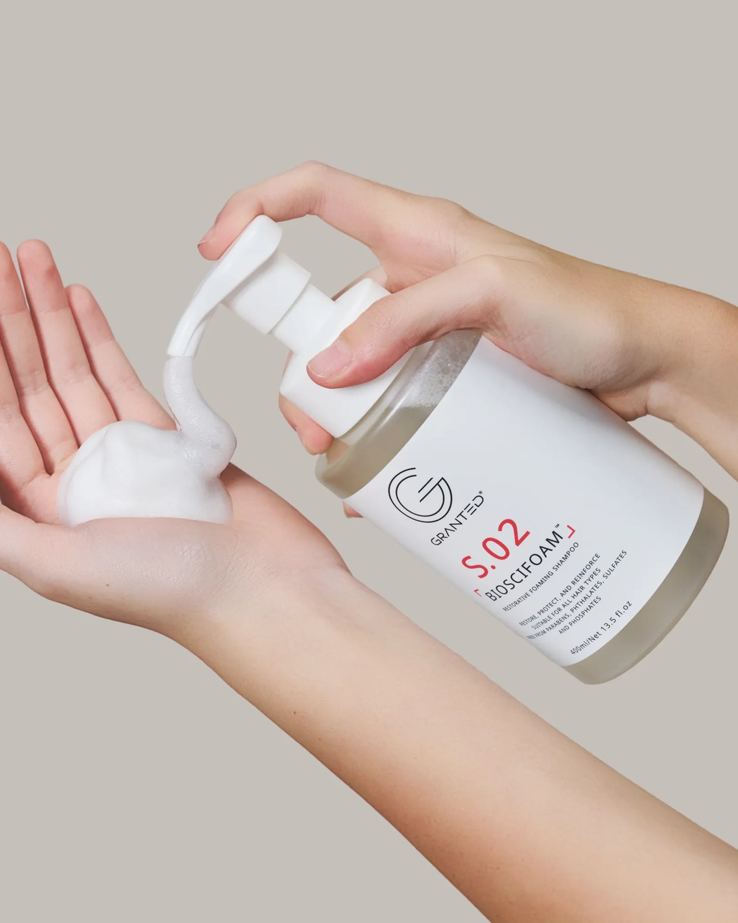 Granted S.02 Restorative Shampoo, D.02 Tressmate DualBond Conditioner and T.01 Leave-In Treatment — sulfate-free bond repair for damaged hair