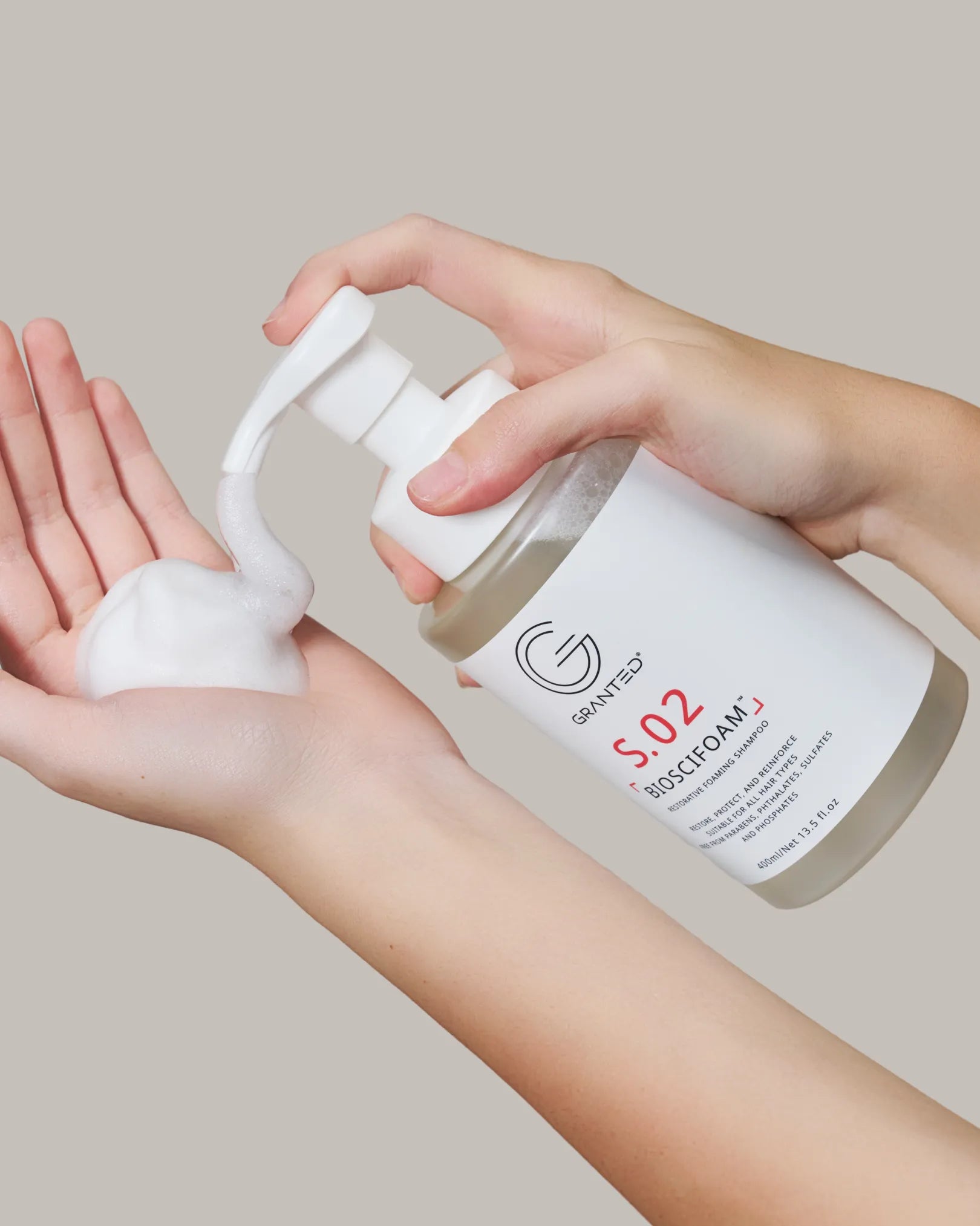 Granted S.02 Restorative Shampoo, D.02 Tressmate DualBond Conditioner and T.01 Leave-In Treatment — sulfate-free bond repair for damaged hair