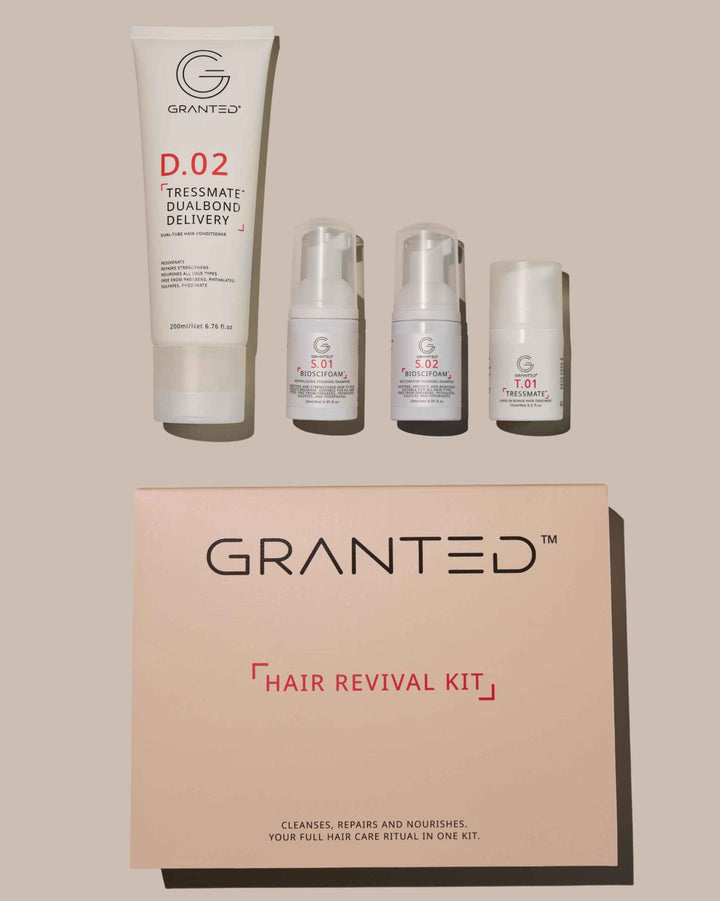 GRANTED Hair Revival Kit — 4-step travel-size hair care sampler for damaged, thinning and frizzy hair